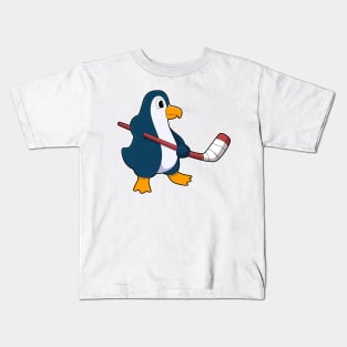 Penguin at Ice hockey with Ice hockey stick Kids T-Shirt